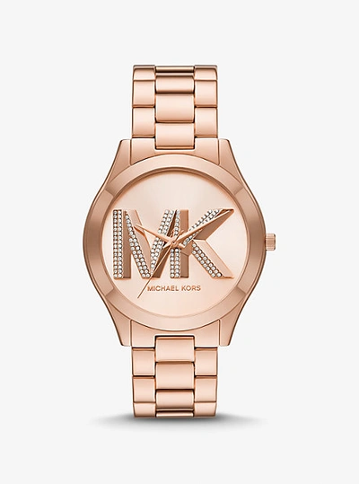 Shop Michael Kors Oversized Slim Runway Rose Gold-tone Watch