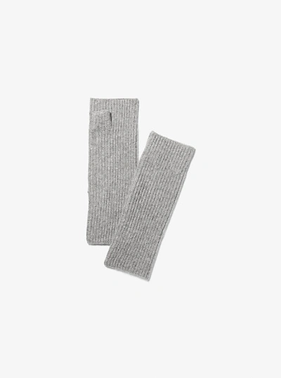 Shop Michael Kors Ribbed Cashmere Fingerless Gloves In Grey