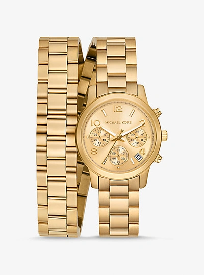 Shop Michael Kors Runway Gold-tone Wrap Watch
