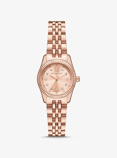 Shop Michael Kors Petite Lexington Pavé Rose Gold-tone Watch