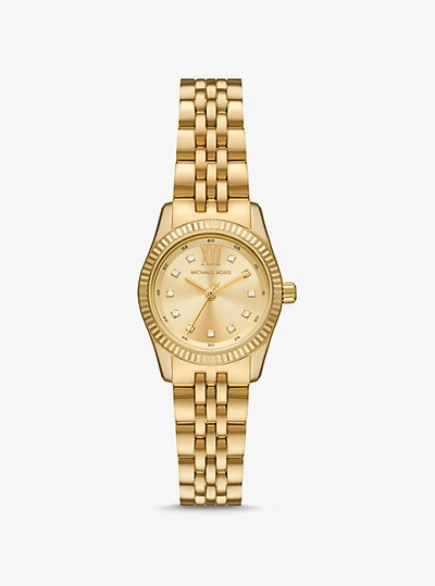 Shop Michael Kors Petite Lexington Pavé Gold-tone Watch