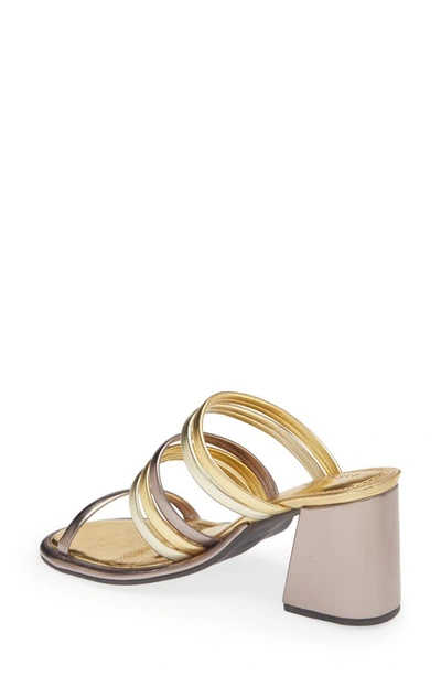 Farm Rio Block Heel Slide Sandal In Gold &silver