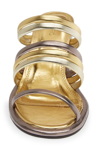 Farm Rio Block Heel Slide Sandal In Gold &silver