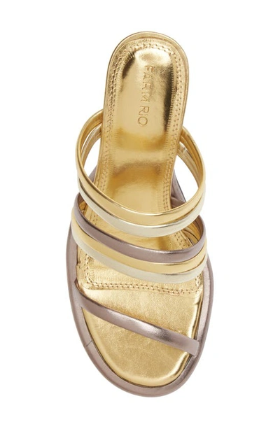 Farm Rio Block Heel Slide Sandal In Gold &silver