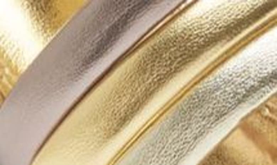 Farm Rio Block Heel Slide Sandal In Gold &silver