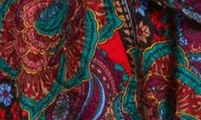 Shop Veronica Beard Bellino Paisley Long Sleeve Silk Blend Dress In Flame Red Multi
