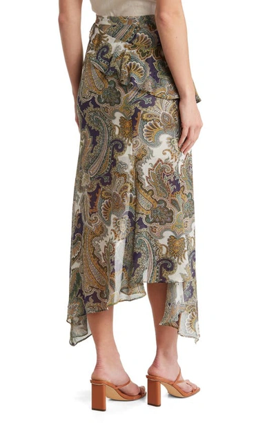 Shop Veronica Beard Trixie Paisley Silk Skirt In Army Multi
