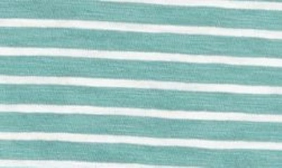 Shop Vince Stripe Slub Cotton Hoodie In Sea Green/ Optic White