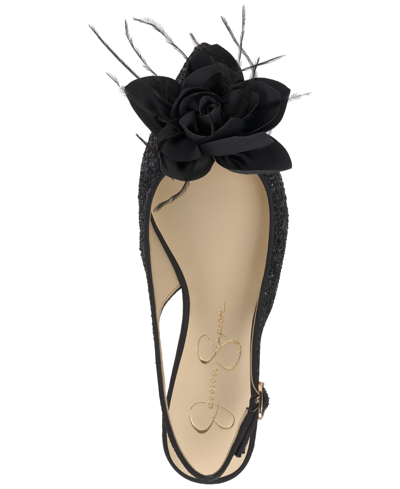 Shop Jessica Simpson Evito Slip-on Slingback Embellished Flats In Black