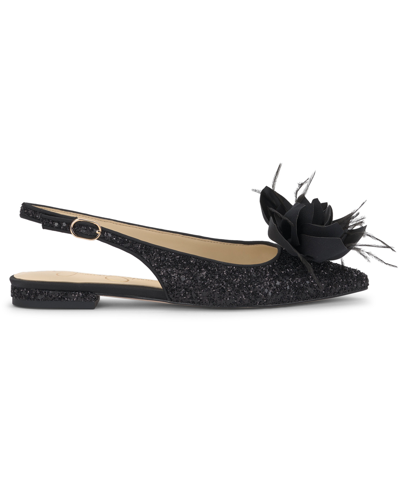 Shop Jessica Simpson Evito Slip-on Slingback Embellished Flats In Black