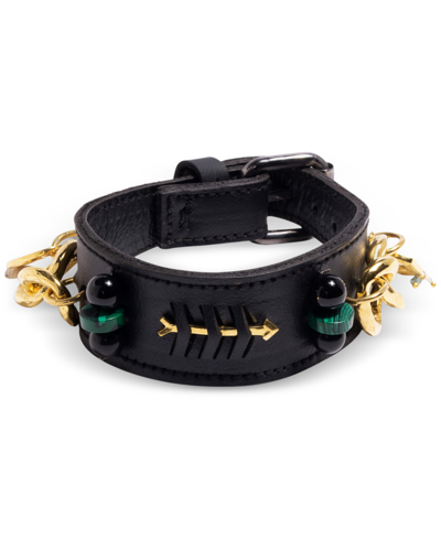 Shop Nectar Nectar New York 18k Gold-plated Gemstone Faux Leather Wrap Bracelet In Gld