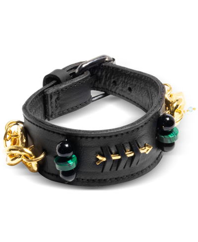 Shop Nectar Nectar New York 18k Gold-plated Gemstone Faux Leather Wrap Bracelet In Gld