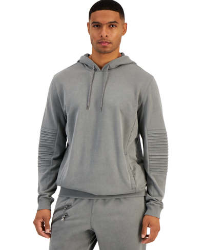Shop Inc International Concepts Men's Regular-fit Moto Hoodie, Created For Macy's In Harbor Grey