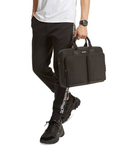 Shop Michael Kors Men's Utility Pocket Logo Briefcase In Black