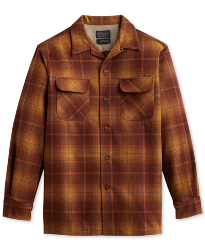 Shop Pendleton Men's Original Plaid Button-down Wool Board Shirt In Gold,rust Ombre