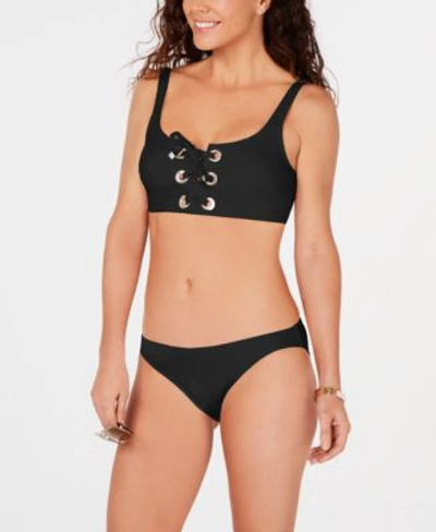 Michael Kors Michael  Lace Up Bikini Top Bottoms In White