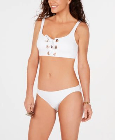 Michael Kors Michael  Lace Up Bikini Top Bottoms In White