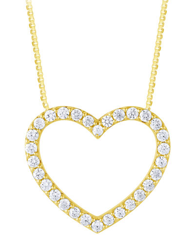Shop Macy's Diamond Open Heart Pendant Necklace (1 Ct. T.w.) In 14k Gold, 16" + 2" Extender In K Yell Gold