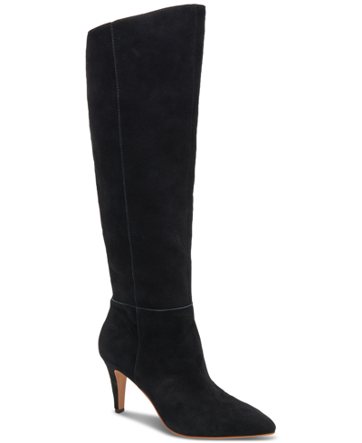 Shop Dolce Vita Women's Haze Pointed-toe Kitten-heel Dress Boots In Onyx Suede