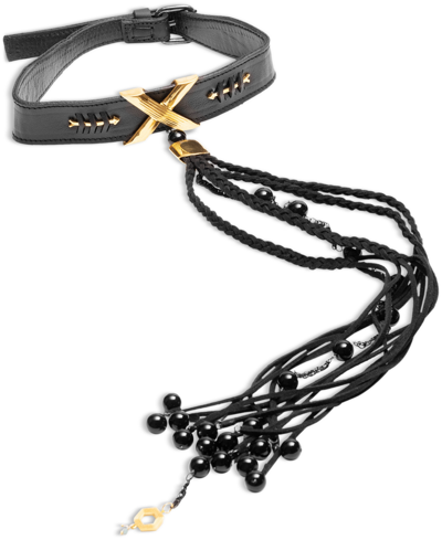 Nectar Nectar New York 18k Gold-plated Gemstone Faux Leather Statement Necklace, 14-1/2" + 4" Extender In Gld