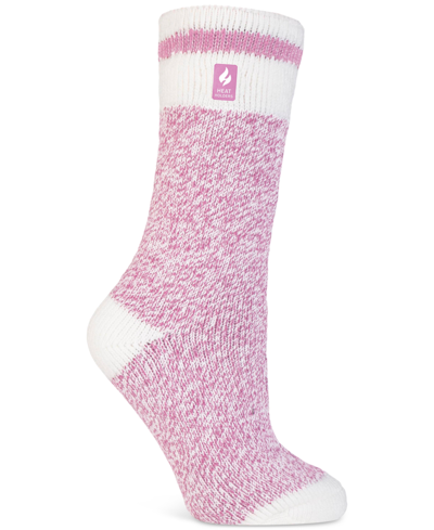 Shop Heat Holders Women's Original Cream Block Twist Thermal Socks In Light Pink