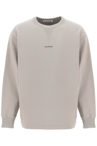 Shop Acne Studios Logo Print Oversized Sweatshirt Men In Cream