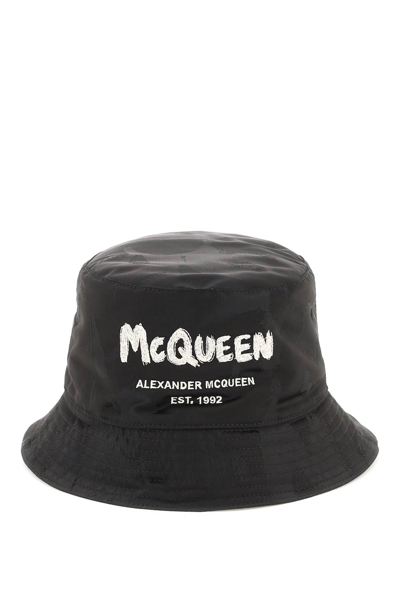 Shop Alexander Mcqueen Graffiti Bucket Hat Men In Black
