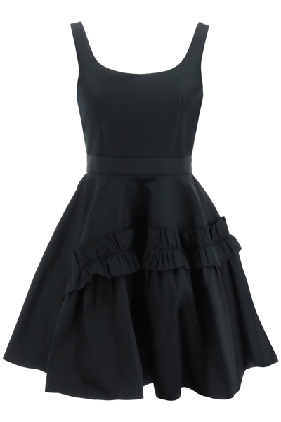 Shop Alexander Mcqueen Mini Faille Dress With Oversized Ruffle Women In Black