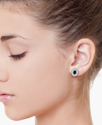 Effy Collection Effy Sapphire (1/3 Ct. T.w.) & Diamond (1/3 Ct. T.w.) Stud Earrings In 14k White Gold. (also Availab In Ruby