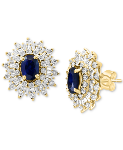 Shop Effy Collection Effy Sapphire (1/3 Ct. T.w.) & Diamond (1/3 Ct. T.w.) Stud Earrings In 14k White Gold. (also Availab In Sapphire (two Toned)