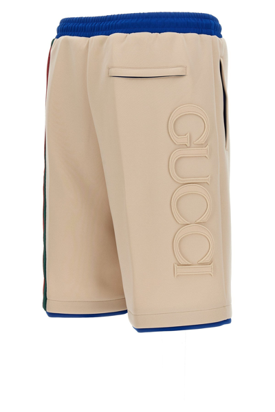 Shop Gucci Men Logo Bermuda Shorts In Cream