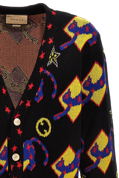 Shop Gucci Men Patterned Jacquard Cardigan In Multicolor