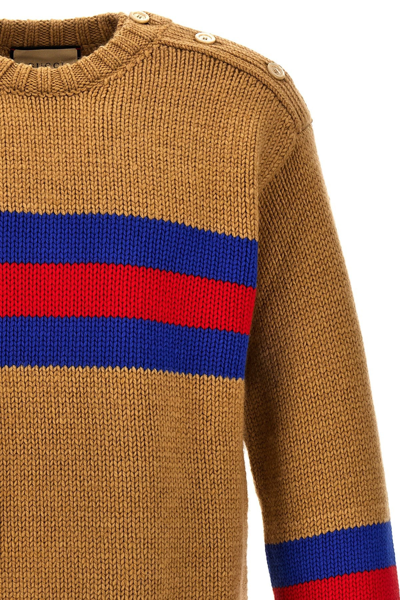 Shop Gucci Men Web Ribbon Sweater In Cream