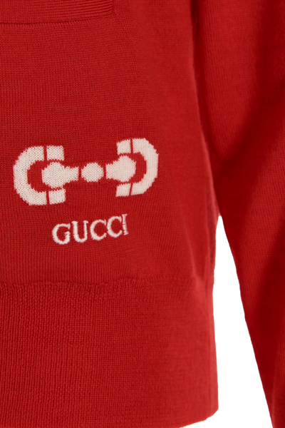 Shop Gucci Women Logo Cardigan In Red