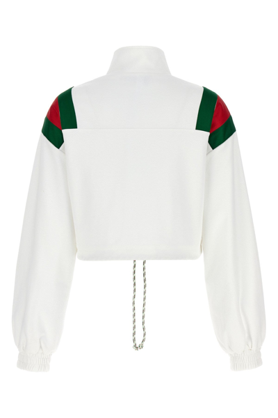 Shop Gucci Women Logo Technical Jersey Sweatshirt In White