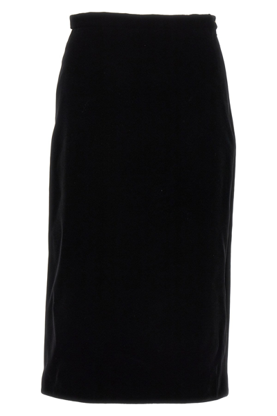 Shop Gucci Women Velvet Midi Skirt In Black