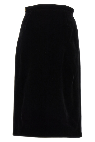 Shop Gucci Women Velvet Midi Skirt In Black