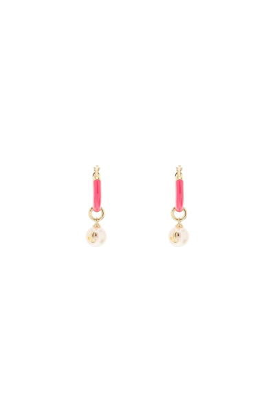 Shop Jimmy Choo Hoop Earrings With Pearls Women In Multicolor