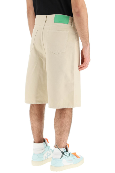 Shop Off-white Cotton Utility Bermuda Shorts Men In Cream