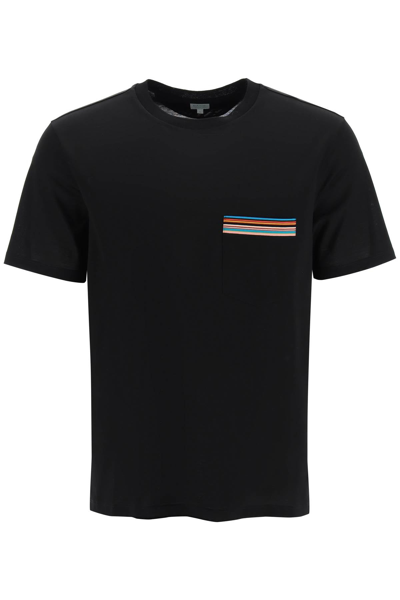 Shop Paul Smith 'signature Stripe' Pocket T-shirt Men In Black