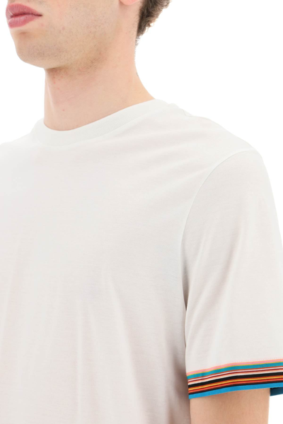 Shop Paul Smith Art Stripe Trim T-shirt Men In White