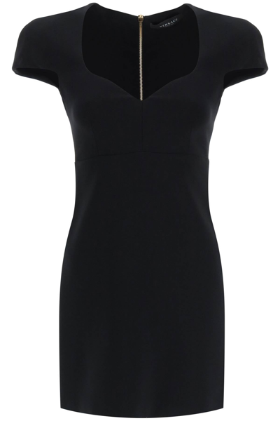 Shop Versace Crepe Mini Dress Women In Black