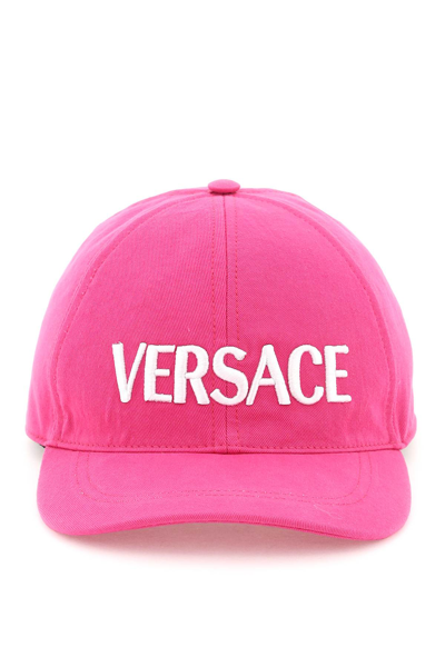 Shop Versace Logo Embroidery Baseball Cap Women In Multicolor