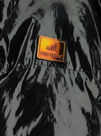 Shop Anitroc 'chiara' Oversized Black Down Jacket With Logo Patch In Shiny Nylon Woman Gaudenzi Exclusive In Grey