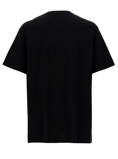 Shop Balmain Black Loose T-shirt With Contrasting Logo Print In Cotton Man