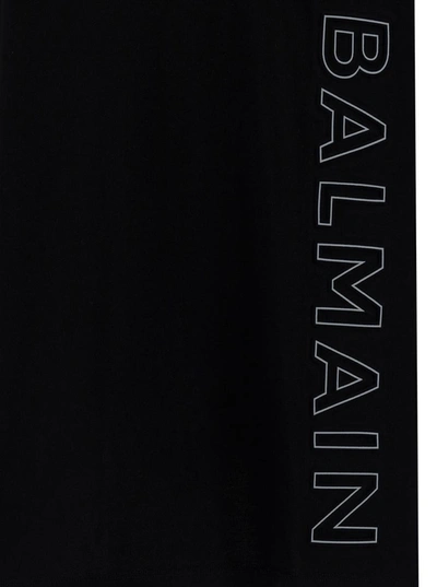 Shop Balmain Black Loose T-shirt With Contrasting Logo Print In Cotton Man