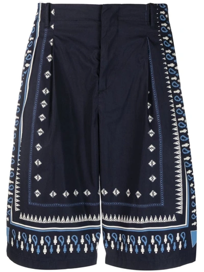 Shop Etro Tailored Shorts With Geometric Print In Blue