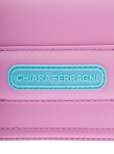 Shop Chiara Ferragni 'eyelike' Pink Crossbody Bag With Front Logo In Faux Leather Woman In Violet