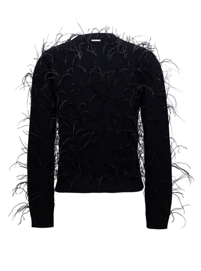 Shop Michael Michael Kors Feather Crop Shaker Sweatshirt In Black