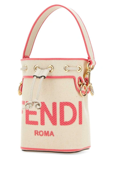 Fendi Ivory Fabric Mini Mon Tresor Bucket Bag In White